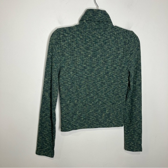 Madewell greeen space dyed ribbed cropped turtleneck top size medium - Picture 6 of 6